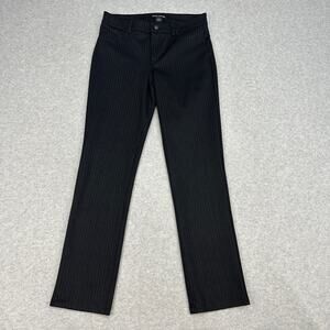 DKNY Pants WMNS S Black Pinstripe Straight Leg Mid-Rise Stretchy Business Casual